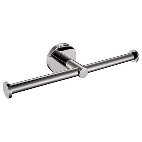 Double Porte Papier Toilette Chromé Support Rouleau Papier Hygiénique Fixation Murale Dérouleur Papier WC Argenté Moderne 2 en 1 en Acier Inoxydable pour Salle de Bain (1/5)