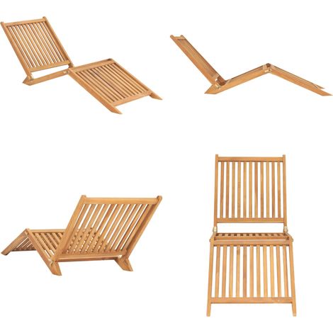 Chaise longue bois de teck solide - Chaises Longues - Mobilier De Jardin - Chaises Longues En Bois - Transats - Jardin - Home & Living (1/5)