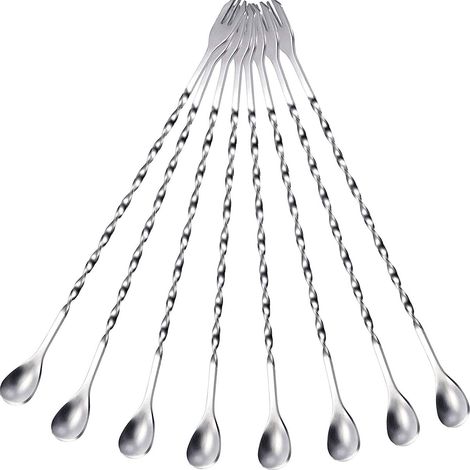 Cuillère À Cocktail En Acier Inoxydable - Double Extrémité - Longue Tige - Pour Bar Et Maison - Lot De 2 (1/5)