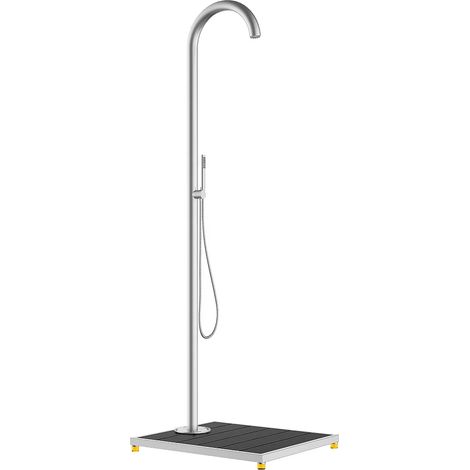 Doccia esterna con pedana - Inox spazzolato - Argento - H 230 cm - DESNARO (1/5)
