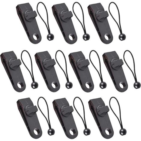 10 Sets Clip de Bâche Multifonctions Pinces pour Tente Pince pour Bâche avec Cordon Élastique Noir pour Bâches Auvents Camping Ca (1/4)