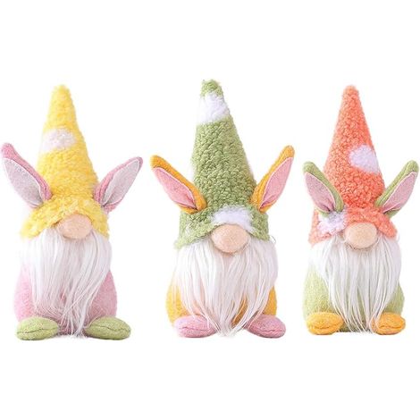 Décor de Pâques lutin festif lapin de Pâques ornement de table artisanat gnome cadeau familial pour enfants copine dame meilleure amie 1/2/3 pièces (1/5)