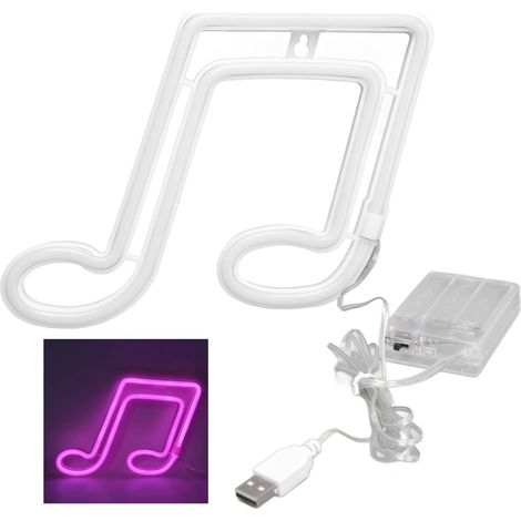 Lumière néon LED Note de musique Veilleuse Concert Lampe murale Fête Suspension Néon Éclairage artistique chaleureux pour la décoration de la maison ( (1/5)