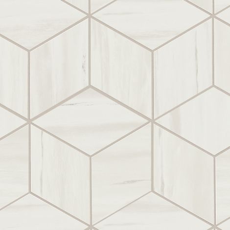 Mosaïque effet Marbre Blanc Dolomite Hexa Cube 35x30x0,95 cm Brillant Marvillo - Mur intérieur (vendu par carton de 0,42 m²) - RO'MA CARRELAGE