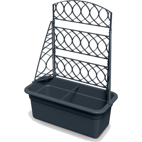 Blumentopf mit Rankhilfe Pflanzkübel Pergola Blumenkasten Anthrazit 58x78 cm (1/5)