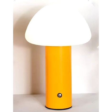 Lampe de bureau LED portable, veilleuse rechargeable, lampe de chevet en forme de champignon, lumière tricolore, interrupteur tactile, jaune (1/3)