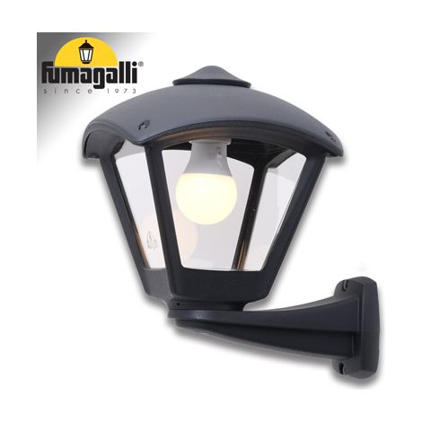 Lampada da parete dario 1xe27 ip55 l.24xw.28xh.28xh.30,5cm resina nera