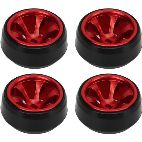 Lot de 4 pneus de drift RC en alliage d'aluminium, pièces de rechange rouges pour voiture RC WLtoys K989 1/28 (1/5)