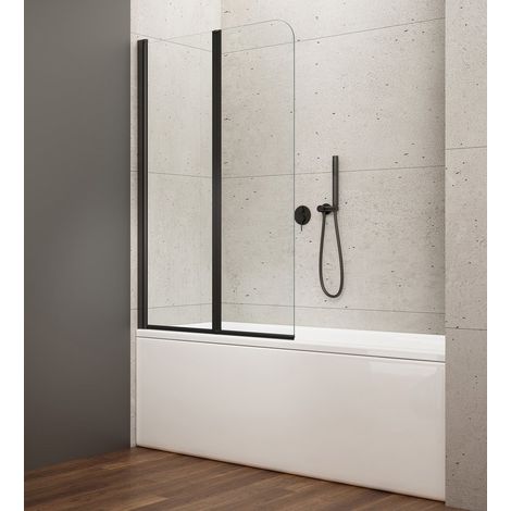 Paroi de baignoire WILA 900x1400mm, noir/verre transparent (1/4)