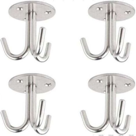 Patère de Fixation au Plafond Crochet, 4 Pièces Crochet en Acier Inoxydable Crochet de Plafond pour Suspension avec Vis Crochet Fixation Plafond Balançoire de Yoga Luminaire Suspendu (1/4)