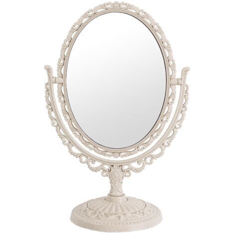 Kosmetikspiegel im Vintage-Shabby-Chic-Stil, doppelseitiger Make-up-Spiegel, 360° drehbar, mit Ständer für Raumdekoration (1/5)
