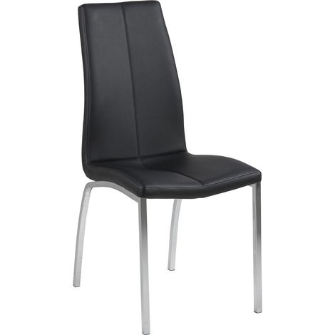 Silla tapizada Asama, negra, con base de acero. (1/5)