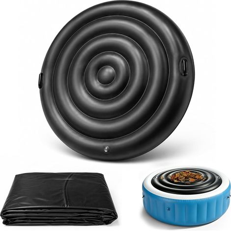 Housse de protection gonflable pour SPA gonflable, avec poignées, imperméable et résistante aux intempéries pour SPA extérieur rond (noir, Ø 165 cm) (1/5)