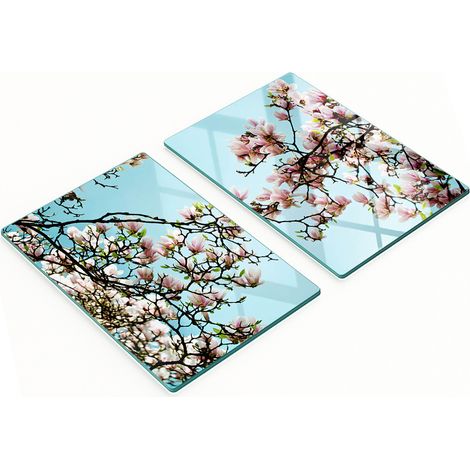 Taglieri da cucina in vetro con grafica di fiori di magnolia, 2x40x52 cm (1/5)