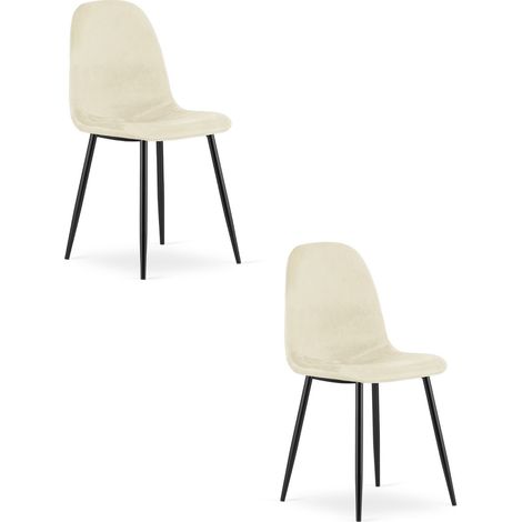 Set di 2 sedie Como in velluto beige con gambe nere (1/5)