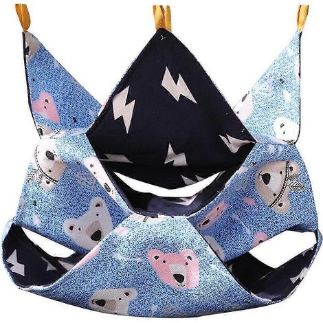 Lit suspendu pour rat, hamac d'été pour hamster, accessoires de cage multifonctionnels, jouet à motifs de dessins animés pour cochons d'Inde, chinchillas, souris, rats-Bear Size L (1/5)