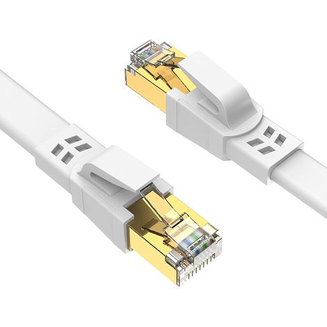 Cat 8 Câble Ethernet 0,5m 2 Pièces – Câble Réseau 40Gbps 2000MHz Plat STP RJ45 LAN Câble Compatible avec Routeur Modem Switch