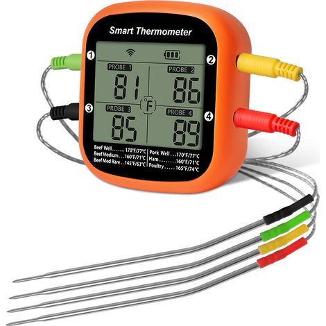 Thermomètre de Barbecue et Cuisine -50300℃, Thermomètre à Quatre Aiguilles pour Viande, Grillades et Cuisson Extérieure (1/2)