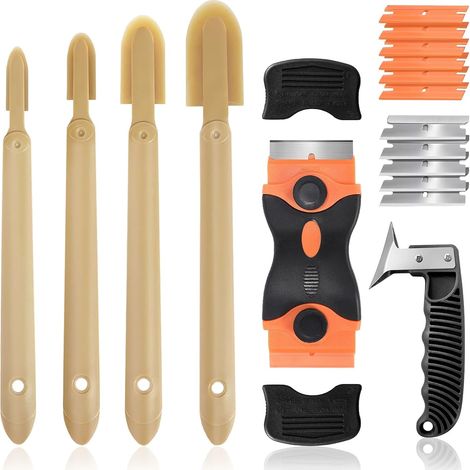Kit outil 6 en 1 pour joint silicone – Lisseur, enlève-joint, spatule et grattoir à coulis – Multifonction pour salle de bain, cuisine, carrelage (1/5)