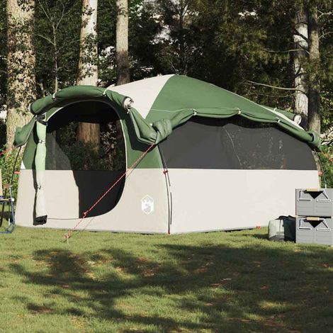 vidaXL Family Tent Tunnel 6-Person Green Water-resistant