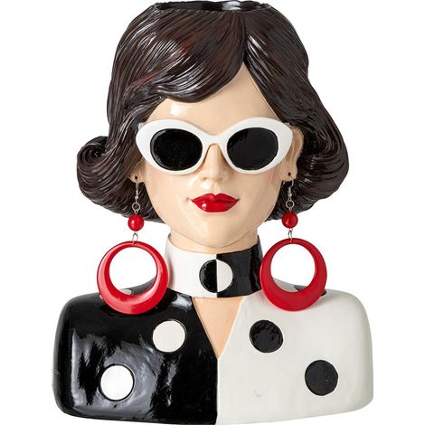 Vase Buste Femme Boucles "Wilma" 28cm Multicolore (1/5)