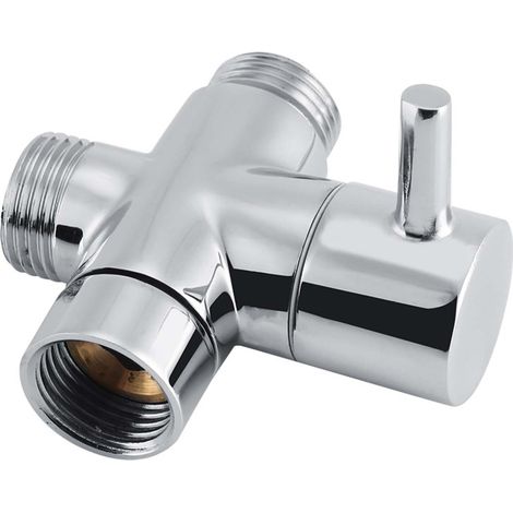 Robinet d'arrêt/dérivation en T à 3 voies pour douche, WC, bidet, adaptateur d'eau, couleur chromée (1/5)