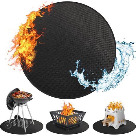 Tapis de brasero de 121,9 cm pour feu de camp, tapis rond sous le gril pour barbecue extérieur, tapis ignifuge, double face ignifuge pour fumeurs, Kamado, terrasse, herbe, sol (1/5)