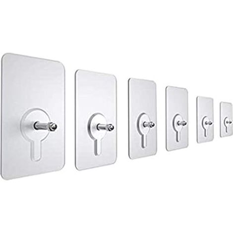Ganchos adhesivos transparentes que no dejan residuos, ganchos adhesivos de acero inoxidable, ganchos autoadhesivos ultrarresistentes para baños y cocinas - Paquete de 20, 16 mm (1/4)