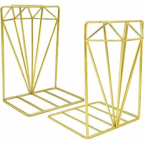 Serre-Livres Supports de en Étagères à Livres de Bureau Conception de de Réglables 2pcs Métal Or (1/4)