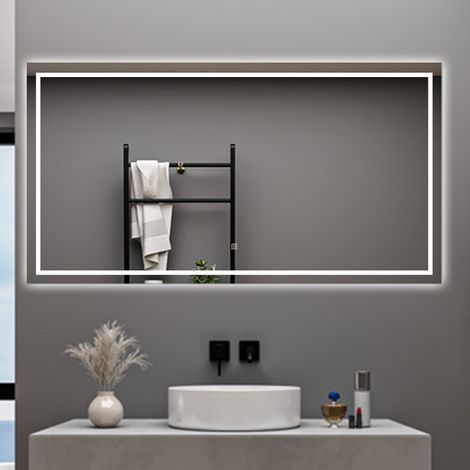 AICA SPECCHIO DA BAGNO RETTANGOLARE DA 120X80CM CON LED, ANTIAPPANNAMENTO, 3 TEMPERATURE COLORE (1/5)