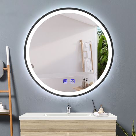 AICA LED Bathroom Mirror 80x80cm with Demister Double Touch Control Light Strip (1/4)