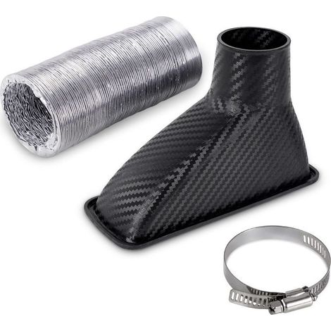 Prise d'air texturée en fibre de carbone modifiée, conduit d'admission d'air universel pour voiture, prise d'air carrée. (1/3)