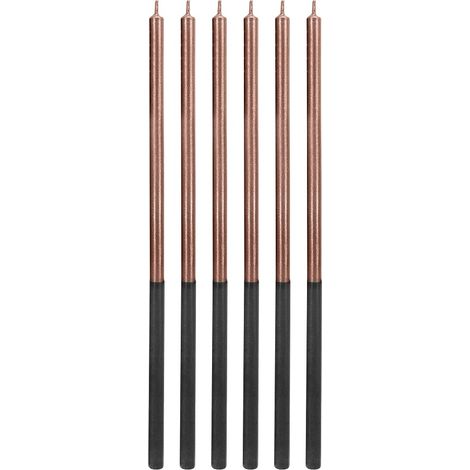 Candele in platino color oro rosa, altezza 14,5 cm, confezione da 6 pezzi. (1/4)