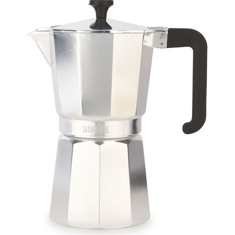La Cafetière Venice Cafetera Espresso de Aluminio, Nueve Tazas, Plateada, Caja de Regalo