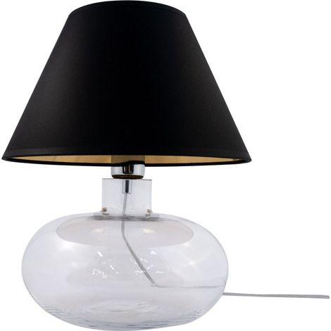 Lampe table verre clair abat-jour noir E27 Mersin Zuma (1/4)