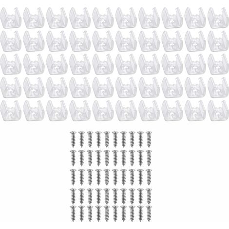 Fixation Ruban LED et LED Néon Montage Clips Support Translucide pour Bandeau Lumineux 10-12mm Kit de 50 Pièces en Plastique PP Résistant à la Chaleur avec 50 Vis pour Cuisine et Chambre (1/5)