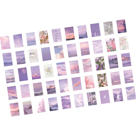 50 autocollants esthétiques paysages nature pour planner journal scrapbooking décoration violet (1/5)