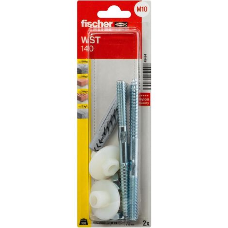 Juego de 2 tacos de pared multimateriales FISCHER con tornillos de nailon, 14 mm de diámetro, 50 mm de longitud. FISCHER (1/5)