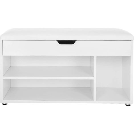 Banco zapatero con cojín cómodo 3 compartimentos arcón banqueta zapatero con asiento 2 niveles mueble de entrada carga máxima 150 kg blanco 120000205 (1/4)