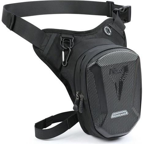 Sacoche de Jambe Moto - Tactique - Coque EVA - Imperméable - Sangle de Jambe - Noir (1/5)