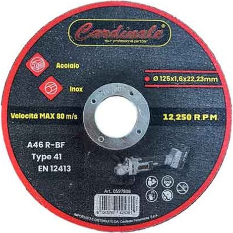 DISCO DA TAGLIO PER FERRO/INOX CARDINALE Ø 115x1,6 mm Q.TA 50