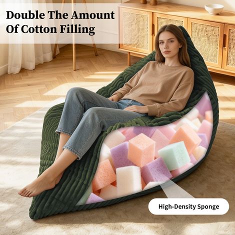 Fauteuil Poire Géant Convertible 2-en-1, Pochon Lounge Ultra Confortable pour Salon, Chambre et Jeux – Détente Familiale, Tissu Doux, Taille XXL (1/5)