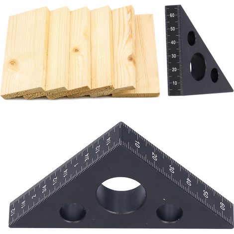 Équerre noire de petite taille, outil de travail du bois, équerre de hauteur, équerre d'angle, outil de mesure en alliage d'aluminium. (1/5)