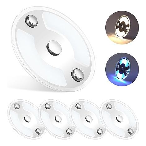 Camper Car LED Ceiling Light 75 mm Panel Interior Lighting with Touch Switch Blue Light for Boat, Truck, Van, Car, Surface Mount (1/5)