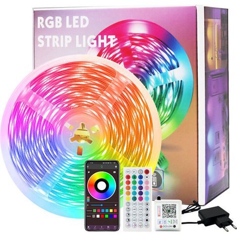 Ruban LED RVB, 10 m - 160 LED, Bandeau lumineux à couleurs changeantes, synchronisé avec la musique, avec télécommande et application de contrôle