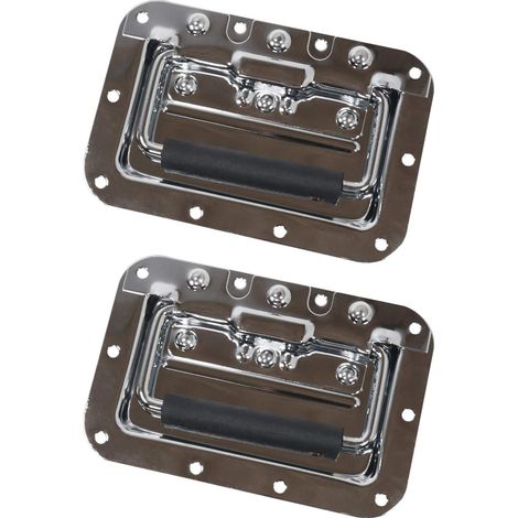 Juego de 2 asas plegables - Bandeja empotrada - Muelle - 16 x 10,7 cm - Plateado (1/3)