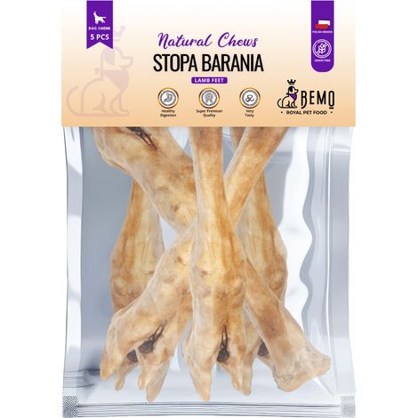 Patas de cordero Bemo - pata de oveja - masticable natural para perros, 5 unidades.