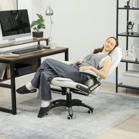 Chaise ergonomique de bureau avec fonction massage de haute qualité, 68 x 72 x 110–120 cm, blanc crème