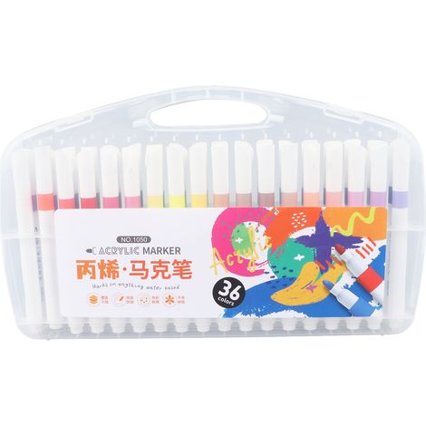 Lot de 36 marqueurs peinture acrylique, couleurs vives, séchage rapide, couvrance intense, idéaux pour bois, tissu, verre, plastique. (1/5)