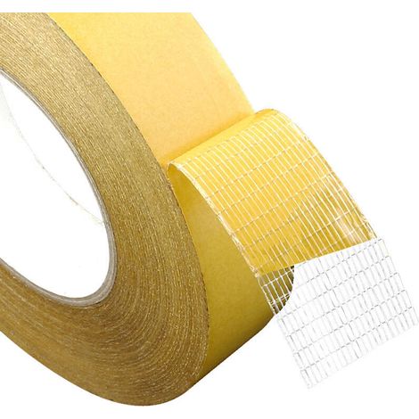 Ruban adhésif double face Ruban fibre auto-adhésif 20mm20m 3 rouleaux(jaune) (1/5)